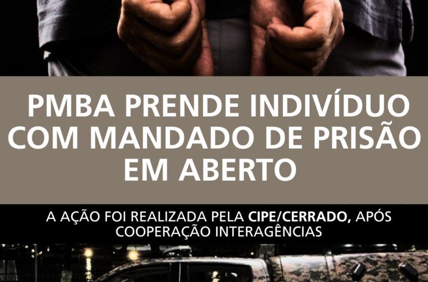 CIPE CERRADO E FORÇAS DE SEGURANÇA INTERESTADUAIS CAPTURAM INDIVÍDUO COM MANDADO DE PRISÃO ABERTO, EM SEU DESFAVOR, NO OESTE BAIANO