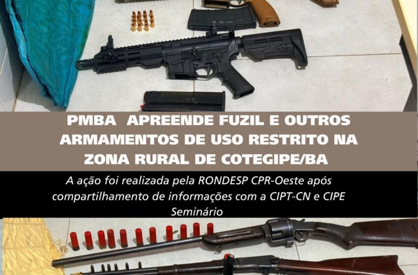  Arsenal com armas de uso restrito é apreendido na zona rural de Cotegipe; suspeito é preso